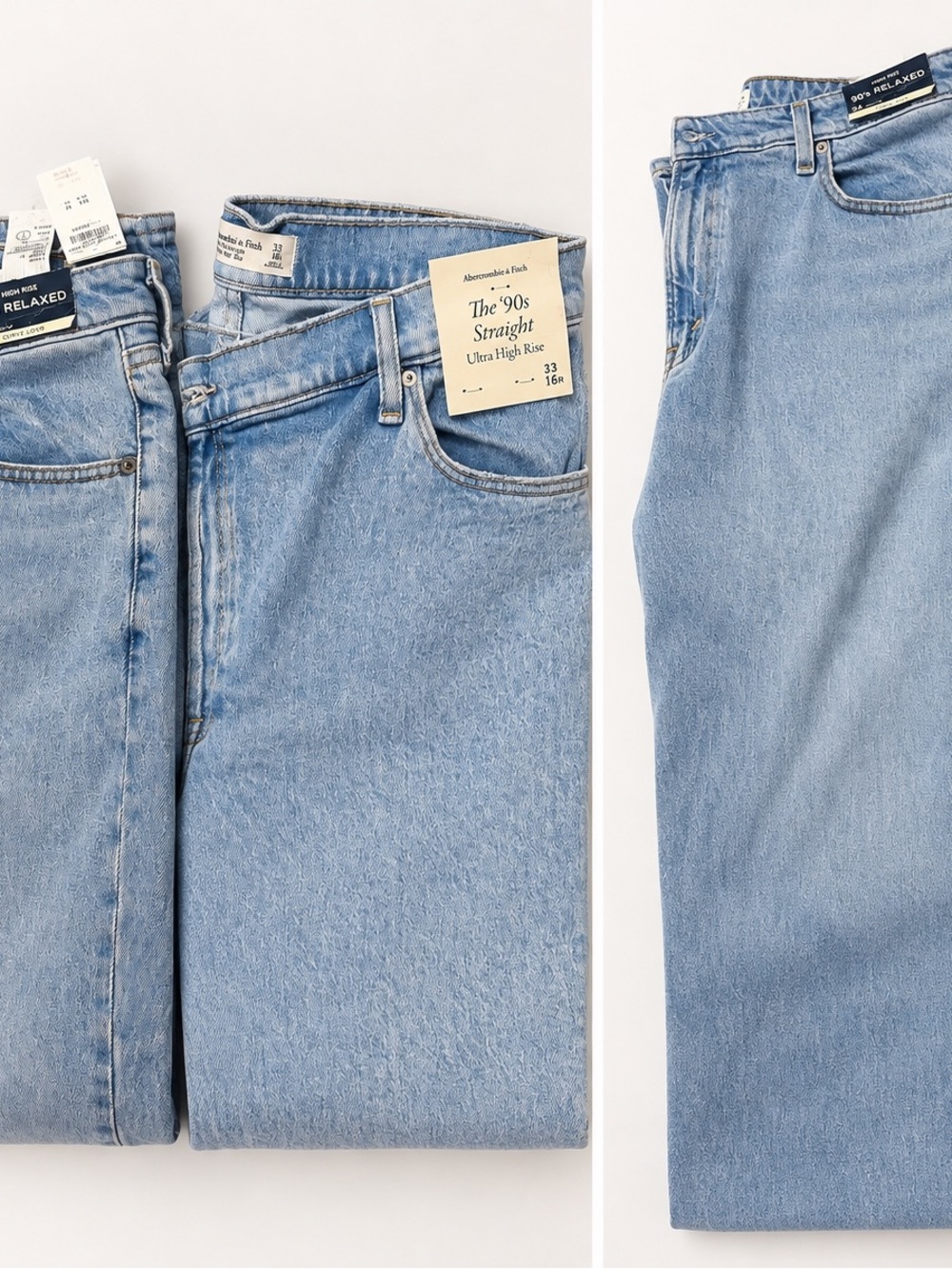 Abercrombie & Fitch The '90s Straight Ultra High Rise Jeans - Light Blue